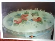 BRENDA JANSEN 1989 ROSE FABRIC BOX TOP ACRYLIC PAINTING PATTERN