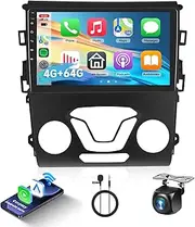 4+64G Android Car Radio Car Stereo for Ford Fusion Mondeo 2013-2019 Wireless Carplay Android Auto, 9’’ Touch Screen Head Unit with Mirror Link WIFI GPS Navigation Bluetooth FM/RDS EQ Backup Camera SWC