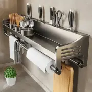 Wall-Mounted Kitchen Organizer Shelf Spice Storage Rack Household Seasoning Tool