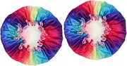 HONITANO 2pcs Satin Shower Caps Elastic Band for Women Hair Bath Cap for Long Hair Waterproof Bath Hat for Girls