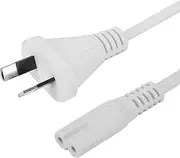 2m 2 Pin Core Figure 8 IEC-C7 AC Power Cord Cable Lead AU Plug (6.6ft) Notebook, Laptop, Monitor, Camera, Charger, Printer, PS5,PS4 etc White Color