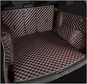Car Cargo Liners for Cadillac for XT5 2016-2020 Leather Car Trunk Mat Cargo Liner Accessories Interior Boot Trunk Carpets(Black red-B)