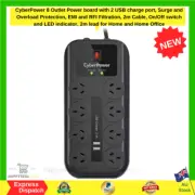 CyberPower 8 Port 8-Way Surge Protector Protection Power Board 2x USB Ports NEW
