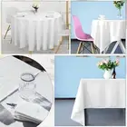Premium White Polyester Tablecloth Cover 90"/120" Round Square for Events Dining