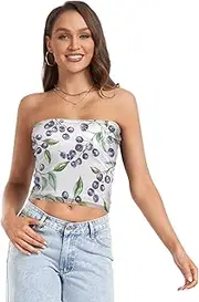[FRODOTGV] Purple Saskatoon Berry Fruit Women's Strapless Crop Tops Soft Bandeau Tube Top Sports Bra for Lady Casual