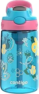 Contigo Kids Autospout Water Bottle in Butterflies - 414ml Capacity | Patented Spill-Proof Technology | One-Touch Button | One-Handed Drinking | 100% Spill-Proof Valve | Ideal for Kids Aged 3 and Up