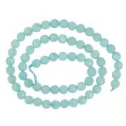 15.5" Rich Blue Green Amazonite Facted Round Beads 6mm #71111