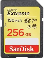 SanDisk 256GB Extreme SDXC UHS-I U3 Memory Card, Up to 150MB/s Read Speed