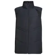 Active Puffer Vest Vegan Down-Free Quilted Stretchy Nearly Black Side Panel - Prussian Blue