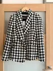 A020 ZARA BLAZER TWEED BLACK WHITE HOUNDSTOOTH JACKET COAT TRINNY WOODALL - M