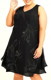 TS TAKING SHAPE plus size XS / 14 Black Caviar Cocktail Dress floaty NWT rrp$190