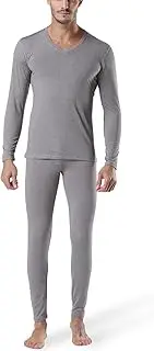 [PRMDDP] Mens Thermal Underwear Set Long Sleeve Top & Long Johns, Winter Thermals Set，Perfect for Walking, Skiing and Hiking (Color : Light Grey, Size : XX-Large)