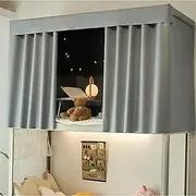 Decorative Bunk Bed Curtains Encrypted Fabric Blackout, Breathable Loft Bed Curtains Home School Top Bunk Bed Canopy with Hanging Loop, Rope(Curtain*2,1.5M_Green A)
