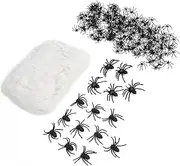 Halloween Spider Webs Stretch Cobwebs with 215 Plastic Spiders for Indoor Outdoor Haunted House Decor