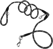 SOGA 220cm Multifunction Hands-Free Rope Pet Cat Dog Puppy Double Ended Leash for Walking Training Tracking Obedience Black