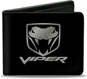 [Buckle-Down] Wallet Dodge Viper Black/Silver Logo, Black/Silver, 4.0" x 3.5", Bi Fold Wallet - Dodge Viper Logo