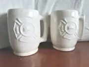 2 Fire Department Ceramic Large White Mugs Undefined
