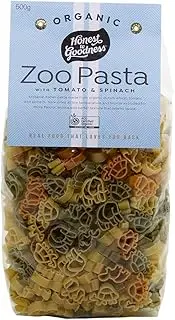 Honest to Goodness Organic Zoo Pasta, Tomato And Spinach, 500 g - Authentic Italian Pasta Made with Organic Durum Wheat, Tomato and Spinach. Fun Zoo Animal Shapes.