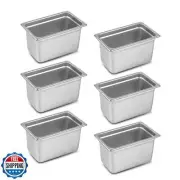 Aplancee 6-Piece 1/4 Size Steam Table Pan Set 6 Inch Deep - Anti-Jamming Stai