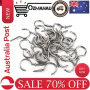 IDEALSV 60 Pcs (304) Stainless Steel Screw Ceiling Hooks 1 Inch Cup Hook Screw-i