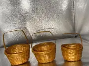 Vintage Small Wicker Baskets Peoples Republic of China 3 sizes with handles
