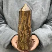 3LB Natural Tiger’s Eye Obelisk Quartz Wand Crystal Tower Point Reiki Healing