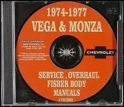 Chevy Vega and Monza CD Repair Shop Manual 1974 1975 1976 1977 Chevrolet Service