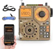 Raddy RF320 APP Control Shortwave Radio, AIR/FM/AM/VHF/SW/WB Receiver, Portable Radio Rechargeable w/ 9.85 Ft Wire Antenna (Yellow)