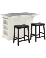 Crosley Julia Island W/Uph Saddle Stools