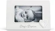 DEMDACO Tender Blessings 10 x 6.5 Inch Ceramic Stoneware Wall or Tabletop Picture Frame, Classic White, Baby's Baptism Holds 4x6 Photo