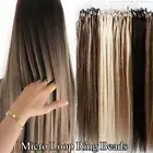 100% Soft Human Remy REAL Hair Extensions Micro Loop Tips Ring Beads Ombre THICK