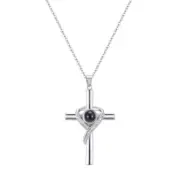 Languages I Love You Projection Necklace Pendant Love Cross Pendant Necklace Mem