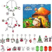 Christmas Advent Calendar Bracelets, Advent Calenda 2024 24 Days Christmas Countdown Calendar,DIY Jewelry Making Kit Christmas New Year Gift 22 Charm Beads 2 Bracelets (# B)