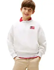 [Tommy Hilfiger] Flag Relaxed Sweatshirt ( 8-16 Years) in Snow White Heather