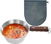 Stainless Steel Bowl with Handle | Stackable Stainless Steel Bowl with Handle - 2000ml Mixing Dinnerware Serveware, Large Capacity Hiking Soup Dish, Outdoor Picnic Dishes Portable Tableware