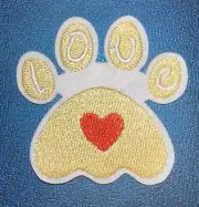 Cute LOVE Paw Print Embroidery Iron-On Patch with Heart