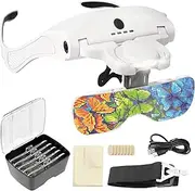 ARTDOT Magnifying Glasses with Light for Diamond Painting Kits,Magnifying Glasses Headset with 4 LEDs and 2 Levels of Adjustable Brightness for Diamond Art Accessories and Reading Detail Work