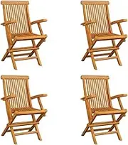 Folding Garden Chairs 4 pcs Solid Teak Wood,Outdoor Chairs 31.4KG-3065528