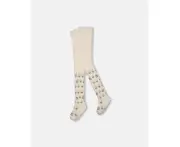 Girl's Jacquard Tights Off White With Flowers