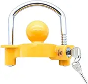 Leona Co Trailer Hitch Security Lock, Yellow U-Shaped Universal Ball Hitch Lock, Receiver Hitch Pin Lock, Coupler Locking Pin Anti Theft, Share The Same 2 Keys