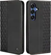 Case for Samsung Galaxy S25, Shockproof PU Leather Flip Folio Cover with Card Slots, Magnetic Wallet Case for Samsung Galaxy S25, Black