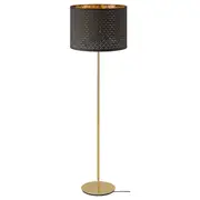 NYMÖ / SKAFTET floor lamp, black brass/brass