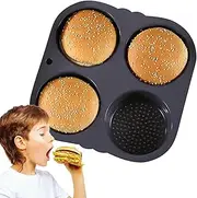 Hamburger Bun Pans for Baking - 6 Slot Bread Mold, Muffin Tray Pan, Reusable Non-Stick Sheet | Flexible Baking Plate for Buns, Cake Molds, Whoopie Pie Maker, Durable Kitchen Tray for Daily Oven Use