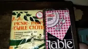 Vintage 2 Plastic Tablecloth Picnic BBQ Cookout Red Gingham @ Yellow Disposable