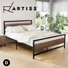 Artiss Bed Frame Double Size Metal Base Mattress Platform Foundation Black DREW