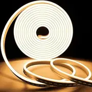 Warm White Neon LED Strip Light 12V Flexible Ribbon Waterproof Flexible 5M Rope Light，Silicone LED Neon Rope Light for Kitchen、Indoors、Outdoors Decor [Power Adapter not Included]