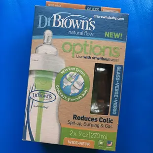 Dr. Brown's 布朗博士 防脹氣寬口奶瓶(玻璃)