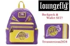 LOUNGEFLY Los Angeles Lakers Wallet & Mini Backpack SET! NEW! NBA