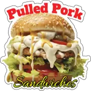 pulled pork sandwich square | Laminated Vinyl Decal Sticker Label