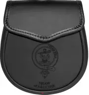 Shaw of Sauchie Leather Day Sporran Scottish Clan Crest
